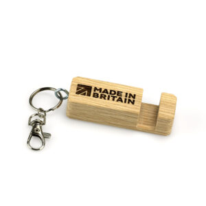 Oak Engraved Keyring Phone Stand